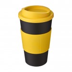 Bedrukte koffiebekers met grip kleur geel
