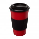 Bedrukte koffiebekers met grip kleur rood