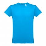Bedrukte T-shirts van 100% katoen in de kleur cyaan blauw