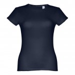 Katoenen T-shirts met logo voor vrouwen in de kleur marineblauw
