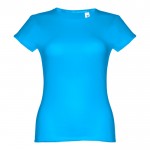 Katoenen T-shirts met logo voor vrouwen in de kleur cyaan blauw