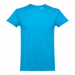 Katoenen T-shirts met logo, 190 g/m2 in de kleur cyaan blauw