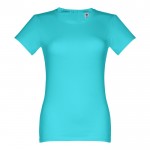 Getailleerde dames shirts met logo in de kleur turkoois