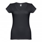 Bedrukte T-shirts met V-hals voor dames in de kleur zwart