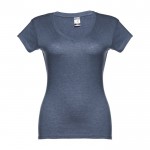 Bedrukte T-shirts met V-hals voor dames in de kleur gemarmerd blauw