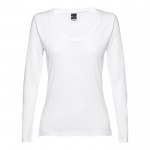 Reclame shirts met lange mouwen voor vrouwen in de kleur wit