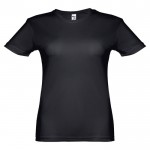 Polyester damesshirt met opdruk, 130 g/m2 in de kleur zwart