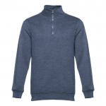 Reclame sweaters met ritskraag, 320 g/m2 in de kleur gemarmerd blauw