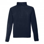 Bedrukte fleece trui met ritskraag, 260 g/m2 in de kleur marineblauw
