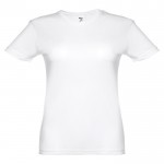 Polyester damesshirt met opdruk, 130 g/m2 in de kleur wit