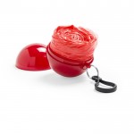 Waterdichte poncho in een ronde sleutelhanger voor kinderen kleur rood  negende weergave