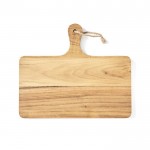 Teakhouten snijplank met logo en praktische handgreep kleur hout