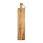 Extra lange teakhouten snijplank met logo, 75 x 15 cm kleur hout
