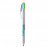 Klassieke BIC® bedrukte pen met 4 inktkleuren kleur wit derde weergave
