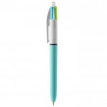 Klassieke BIC® bedrukte pen met 4 inktkleuren kleur lichtblauw