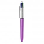 BIC® reclame pen met 4 metallic inktkleuren kleur blauw