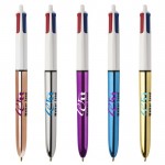 BIC® reclame pen met 4 metallic inktkleuren kleur roze tweede weergave