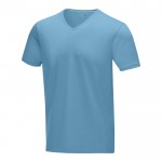 Bio katoenen T-shirts met logo en V-hals in de kleur blauw