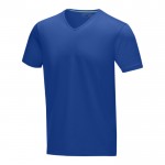 Bio katoenen T-shirts met logo en V-hals in de kleur koningsblauw