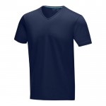 Bio katoenen T-shirts met logo en V-hals in de kleur donkerblauw