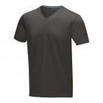Bio katoenen T-shirts met logo en V-hals in de kleur donkergrijs