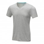 Bio katoenen T-shirts met logo en V-hals in de kleur grijs