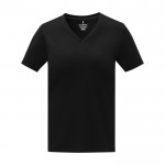 Katoenen dames-T-shirt met V-hals 160 g/m2 Elevate Life kleur zwart tweede weergave voorkant