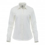 Getailleerde dames blouse met logo, 118 g/m2 in de kleur wit