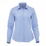 Getailleerde dames blouse met logo, 118 g/m2 in de kleur lichtblauw