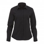 Getailleerde dames blouse met logo, 118 g/m2 in de kleur zwart