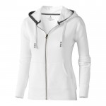 Dames hoodie met logo en rits, 300 g/m2 in de kleur wit