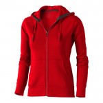 Dames hoodie met logo en rits, 300 g/m2 in de kleur rood