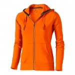 Dames hoodie met logo en rits, 300 g/m2 in de kleur oranje