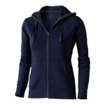 Dames hoodie met logo en rits, 300 g/m2 in de kleur marineblauw