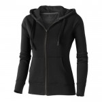 Dames hoodie met logo en rits, 300 g/m2 in de kleur zwart