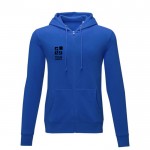 Katoenen heren hoodie 240 g/m2 Elevate Essentials kleur blauw met afdrukgebied