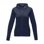 Dames sweatshirt met capuchon 240 g/m2 Elevate Essentials kleur marineblauw tweede weergave voorkant