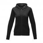 Dames sweatshirt met capuchon 240 g/m2 Elevate Essentials kleur zwart tweede weergave voorkant
