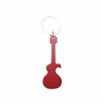 Sleutelhanger en flesopener in de vorm van een gitaar kleur rood