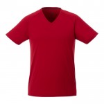 Sportief bedrukt T-shirt met V-hals, 145 g/m2 in de kleur rood
