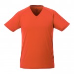Sportief bedrukt T-shirt met V-hals, 145 g/m2 in de kleur oranje