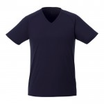 Sportief bedrukt T-shirt met V-hals, 145 g/m2 in de kleur donkerblauw