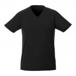 Sportief bedrukt T-shirt met V-hals, 145 g/m2 in de kleur zwart