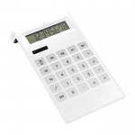 8-cijferige kunststof rekenmachine met antisliptoetsen kleur wit eerste weergave