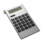 8-cijferige kunststof rekenmachine met antisliptoetsen kleur zilver eerste weergave