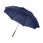 Handmatige paraplu met houten handvat kleur donkerblauw derde weergave