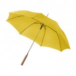 Handmatige paraplu met houten handvat kleur geel derde weergave