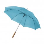 Handmatige paraplu met houten handvat kleur lichtblauw derde weergave