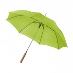 Handmatige paraplu met houten handvat kleur lichtgroen derde weergave