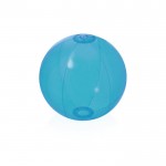 Vrolijk gekleurde strandbal met logo kleur blauw